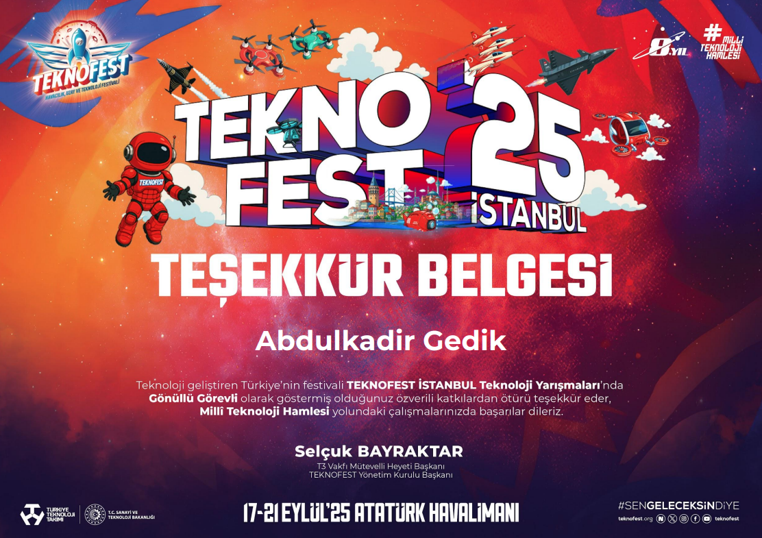 TEKNOFEST 2025 Sertifika